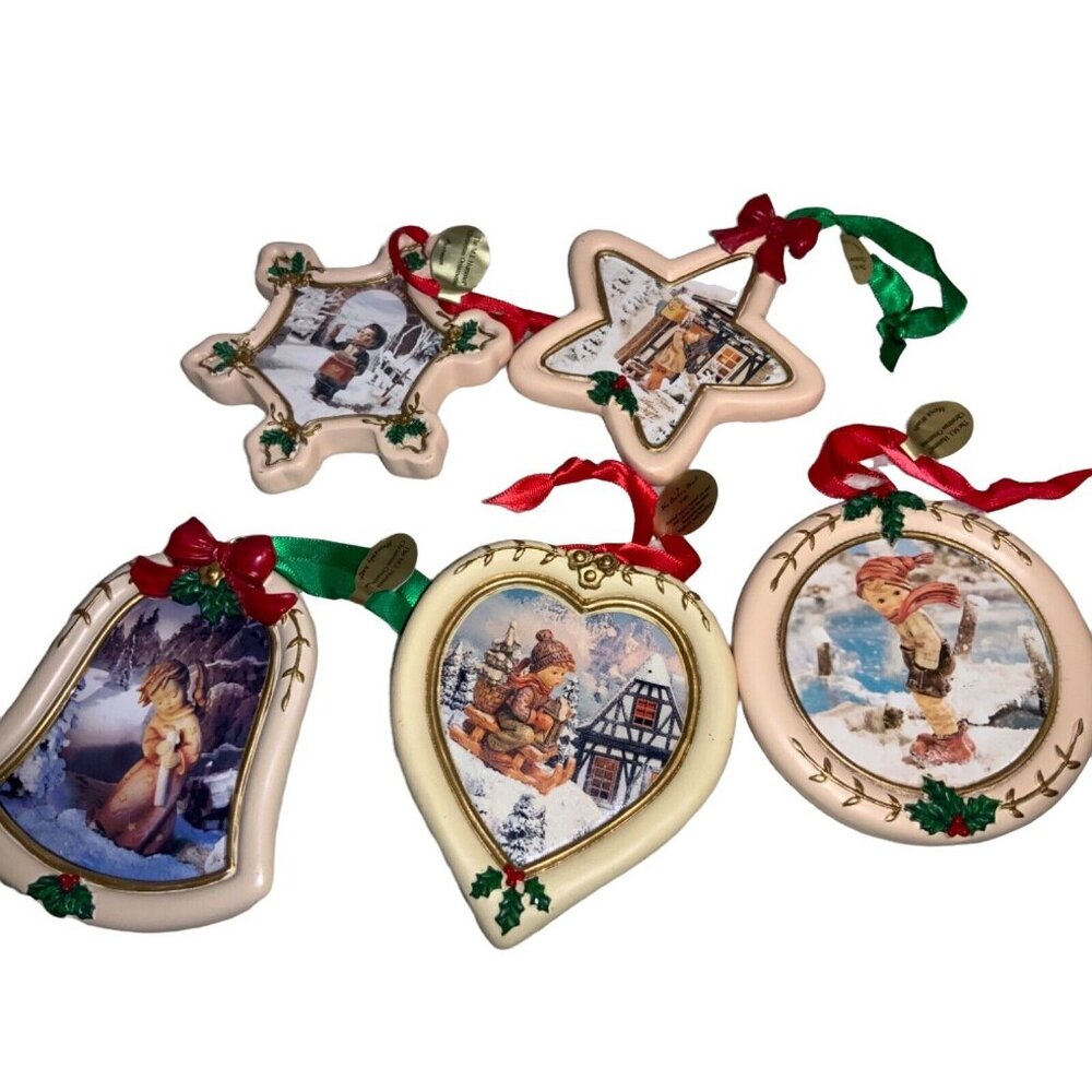 Hummel Ceramic  Christmas Ornaments with original Tags Set of 5